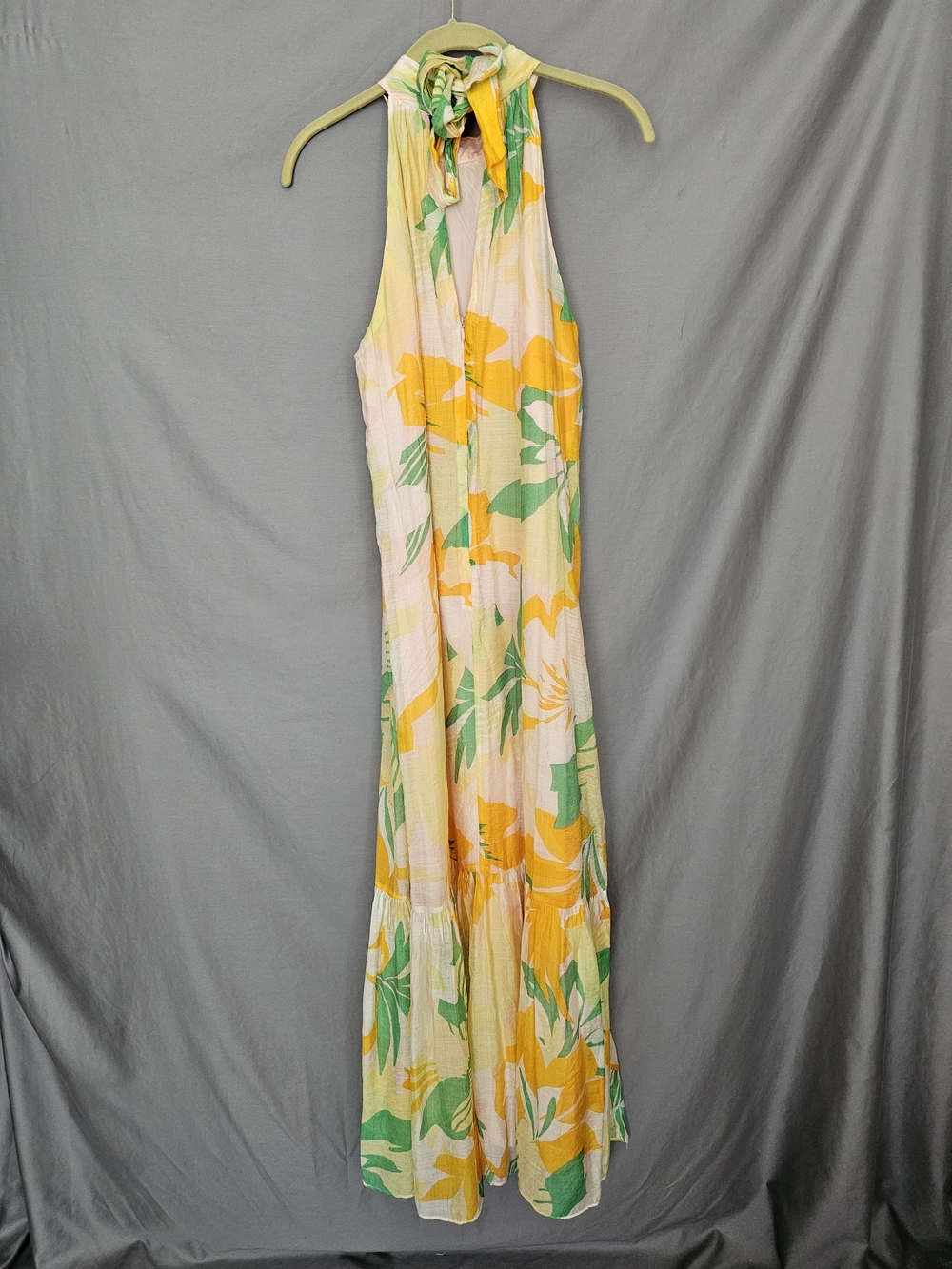 Cynthia Steffe Yellow and Green Floral Halter Maxi Dress - Picture 9 of 11